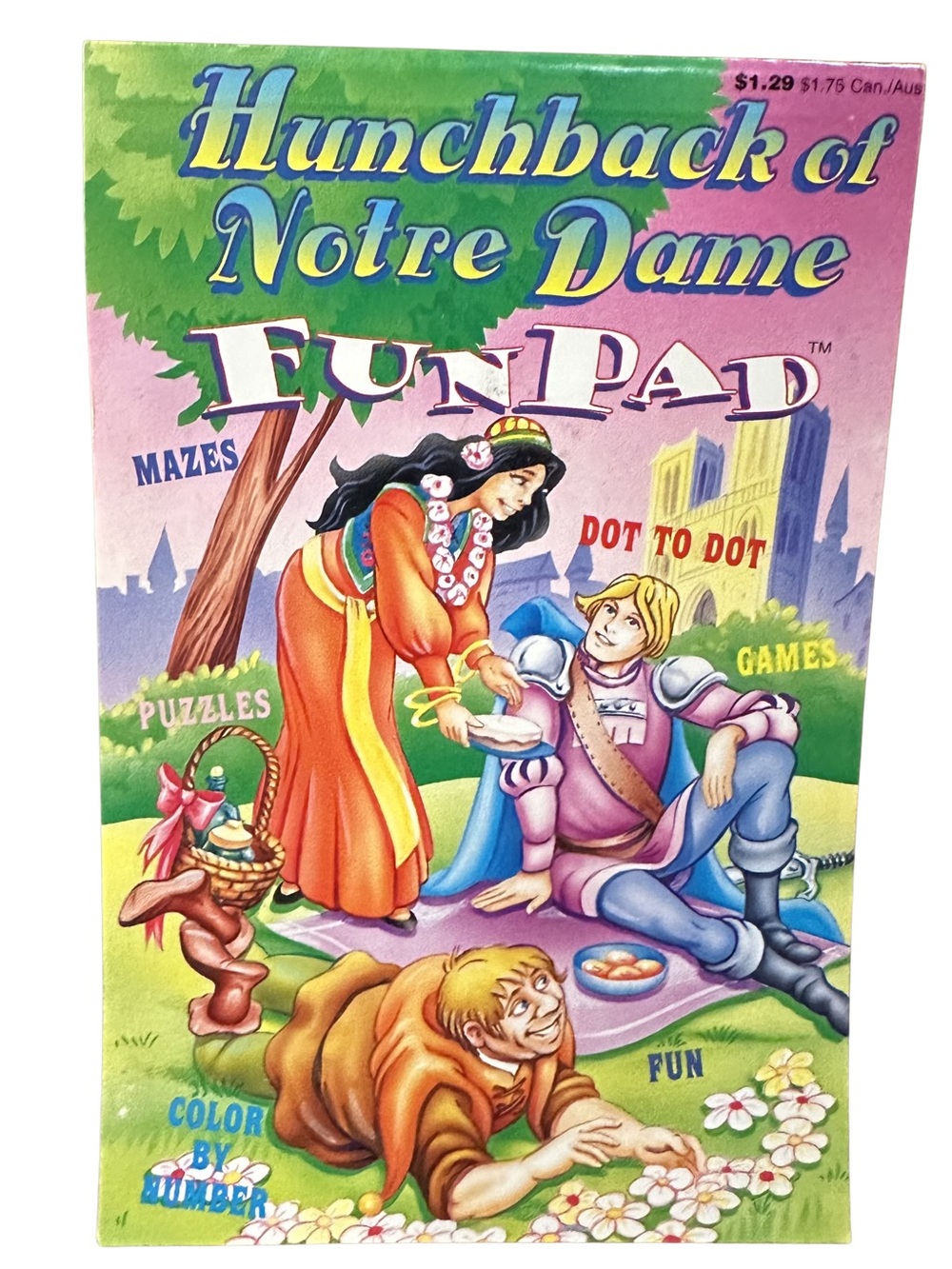 Vintage 90’s Hunchback of Notre Dame FUN PAD Puzzles Dot to Dot Color Maze Book